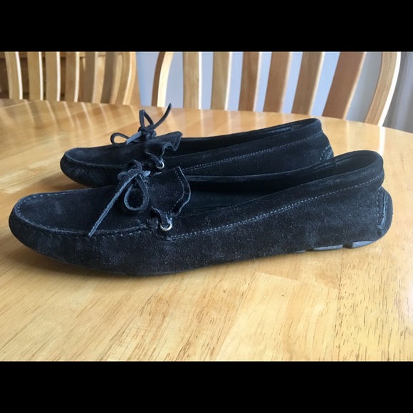 Prada Womens Black Suede Moccasin Loafer SZ 38.5 - Picture 1 of 8